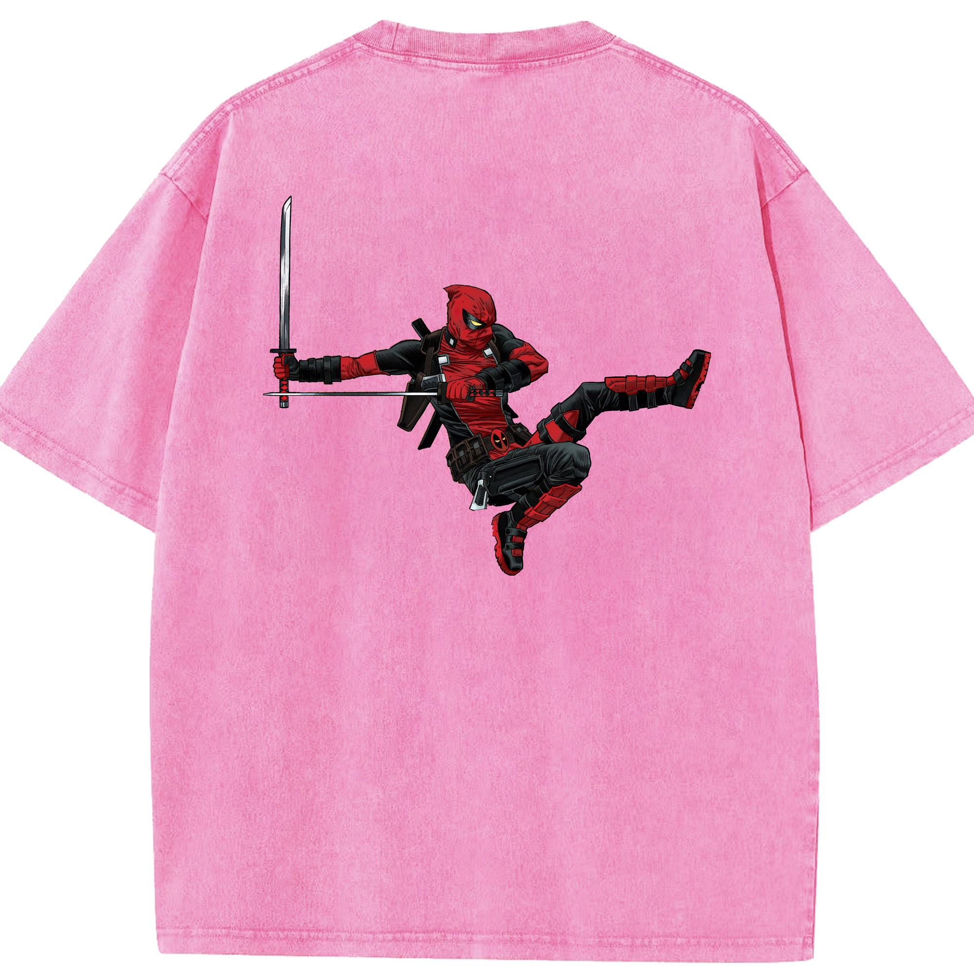 （画像用） Deadpool デッドプール 綿100% ヴィンテージ風 半袖Tシャツ（背面プリント）